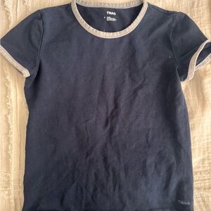 TNA Navy Tee with Light Gray Ringer Trim